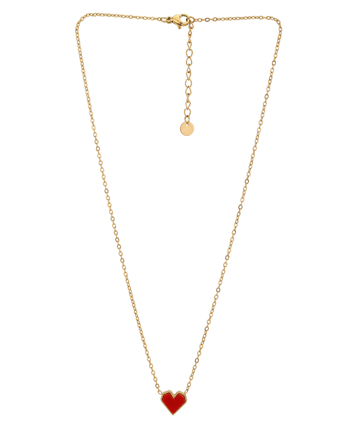 18kt Gold Plated Stainless Steel Red Heart Enamel Necklace