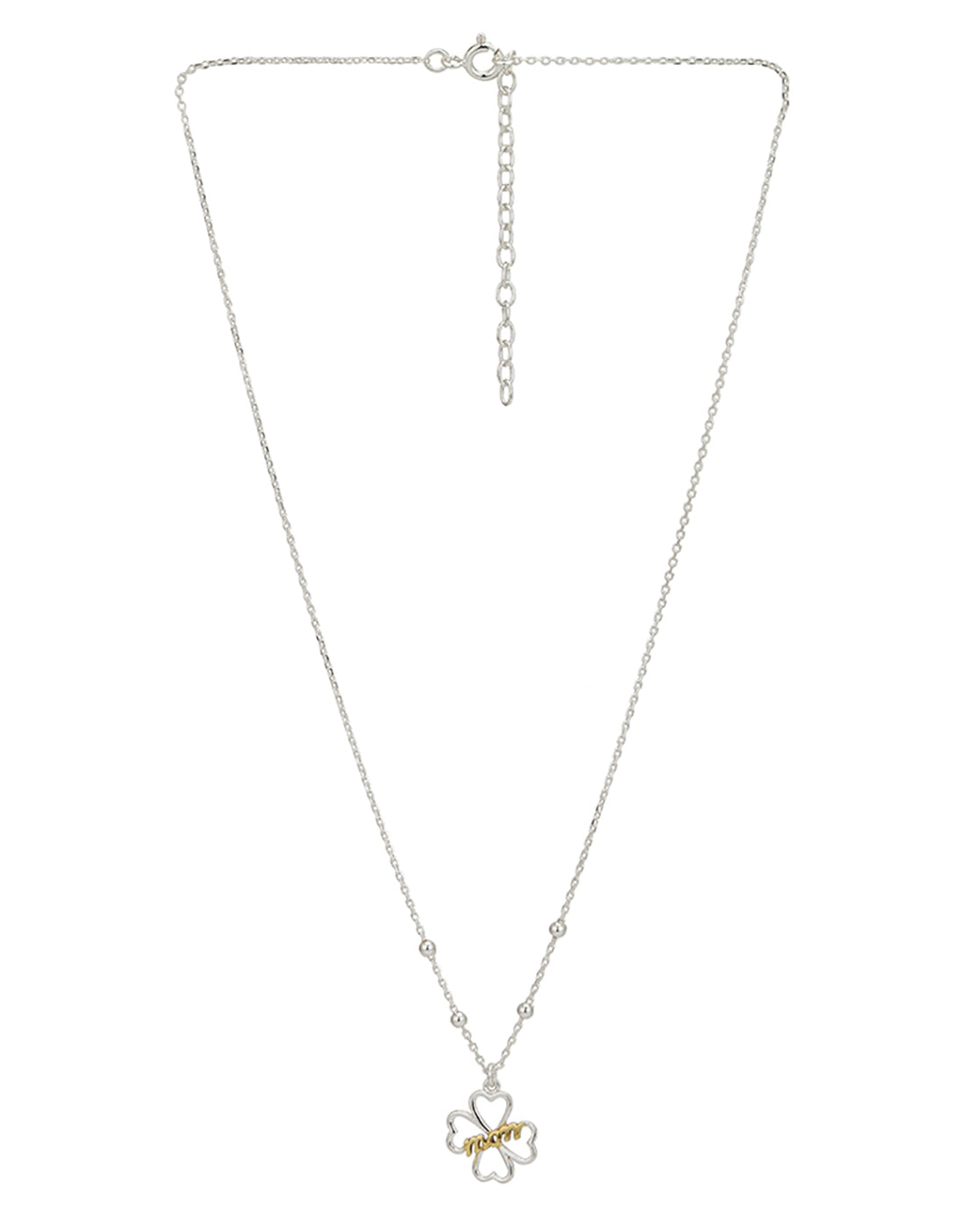 18kt Gold and Rhodium Plated Floral Pendant and Chain