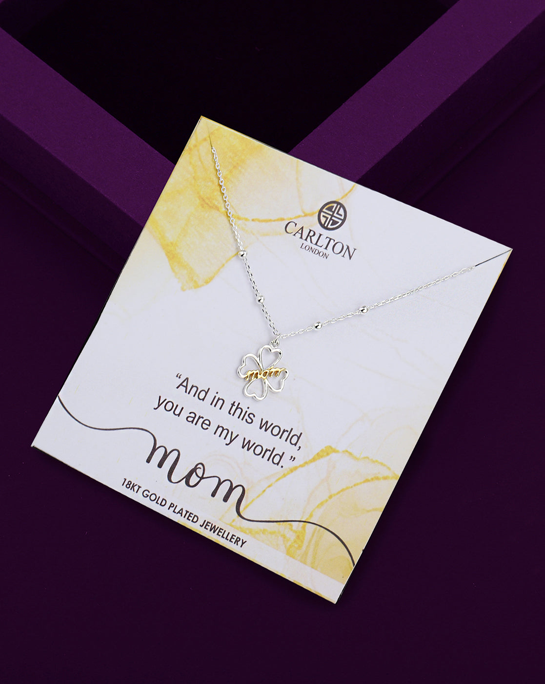 18kt Gold and Rhodium Plated Floral Pendant and Chain