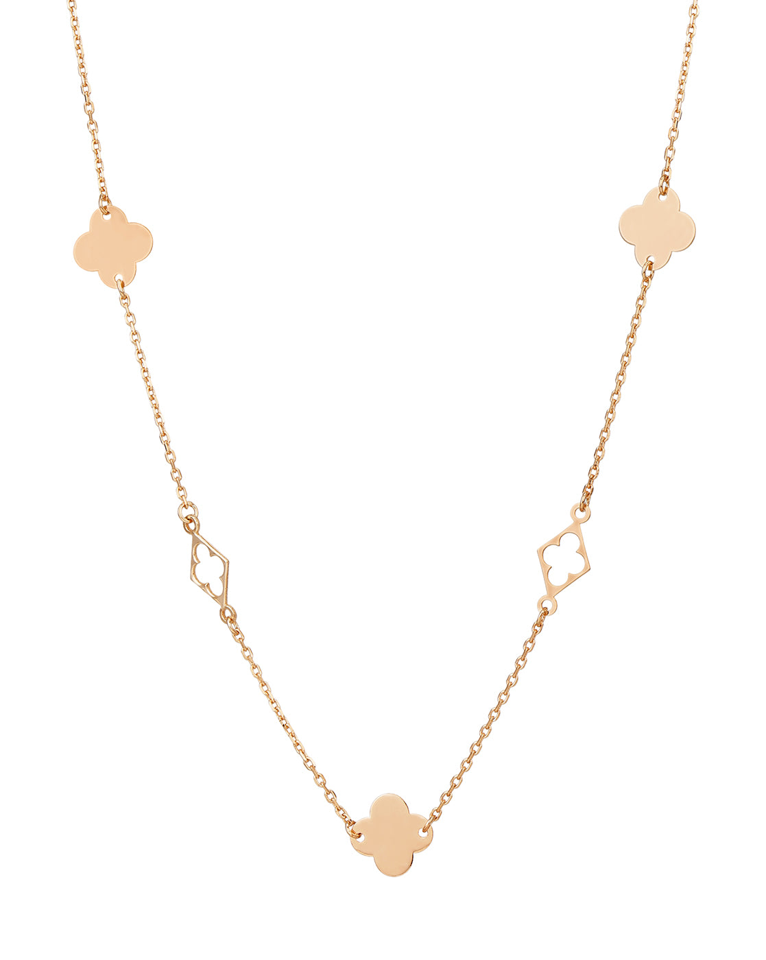 18kt Rose Gold Plated Four Clover Fancy Necklace