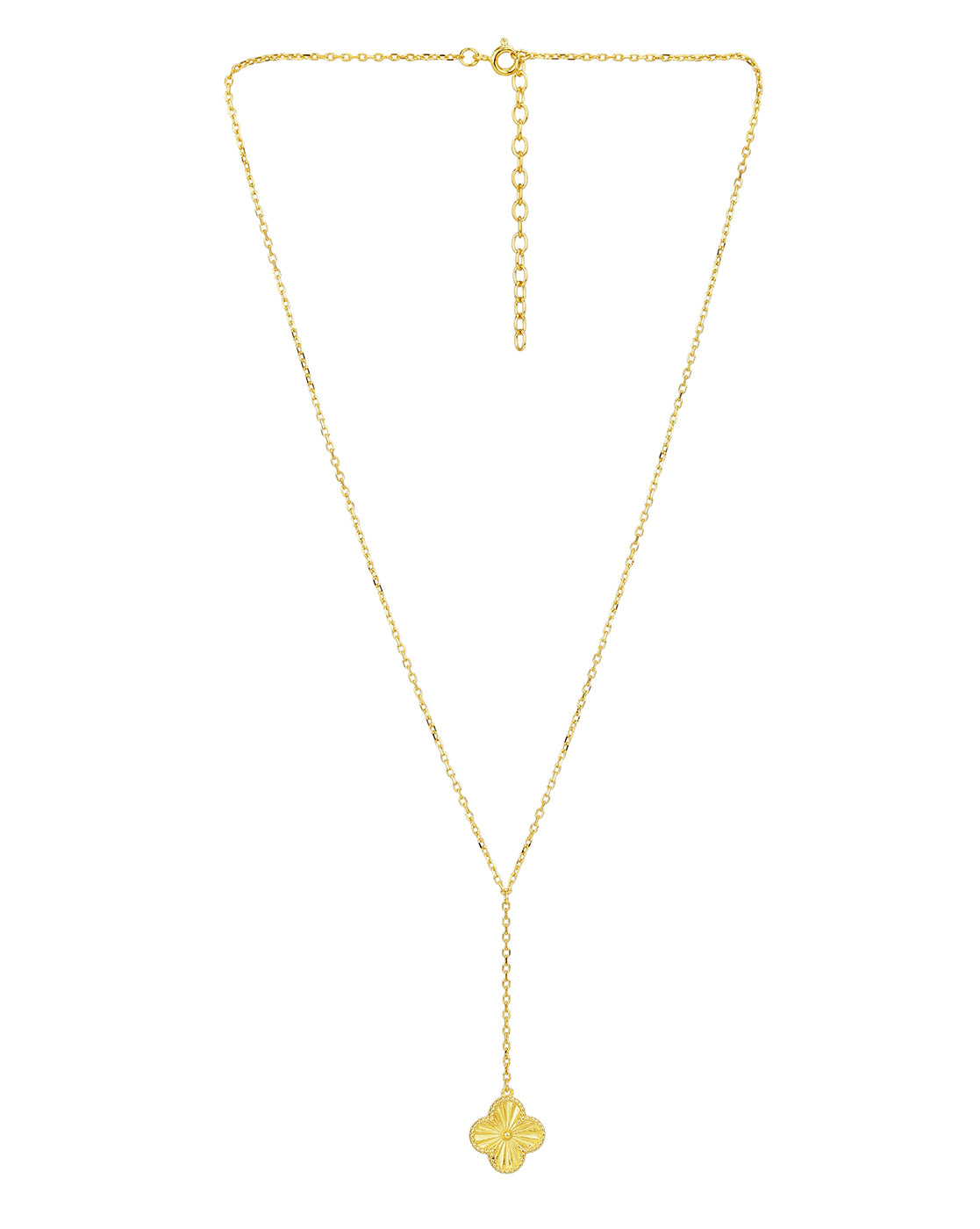 18kt Gold Plated Dangling Floral Lariat Necklace