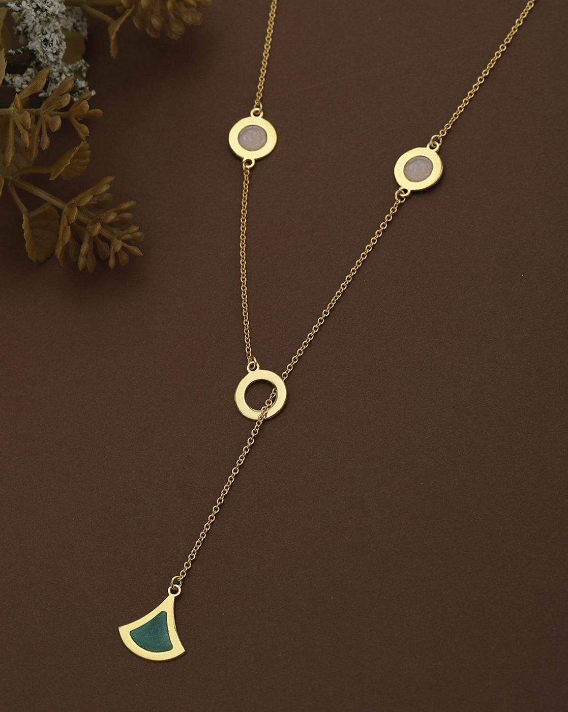 18kt Gold Plated Enamel Dream Pendant Lariat Necklace