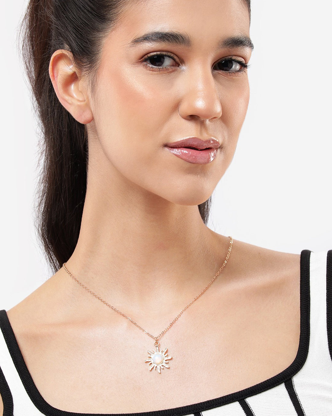 Set of 4 Rose Gold Plated White Bead Concha Shell Multi Pack Necklace