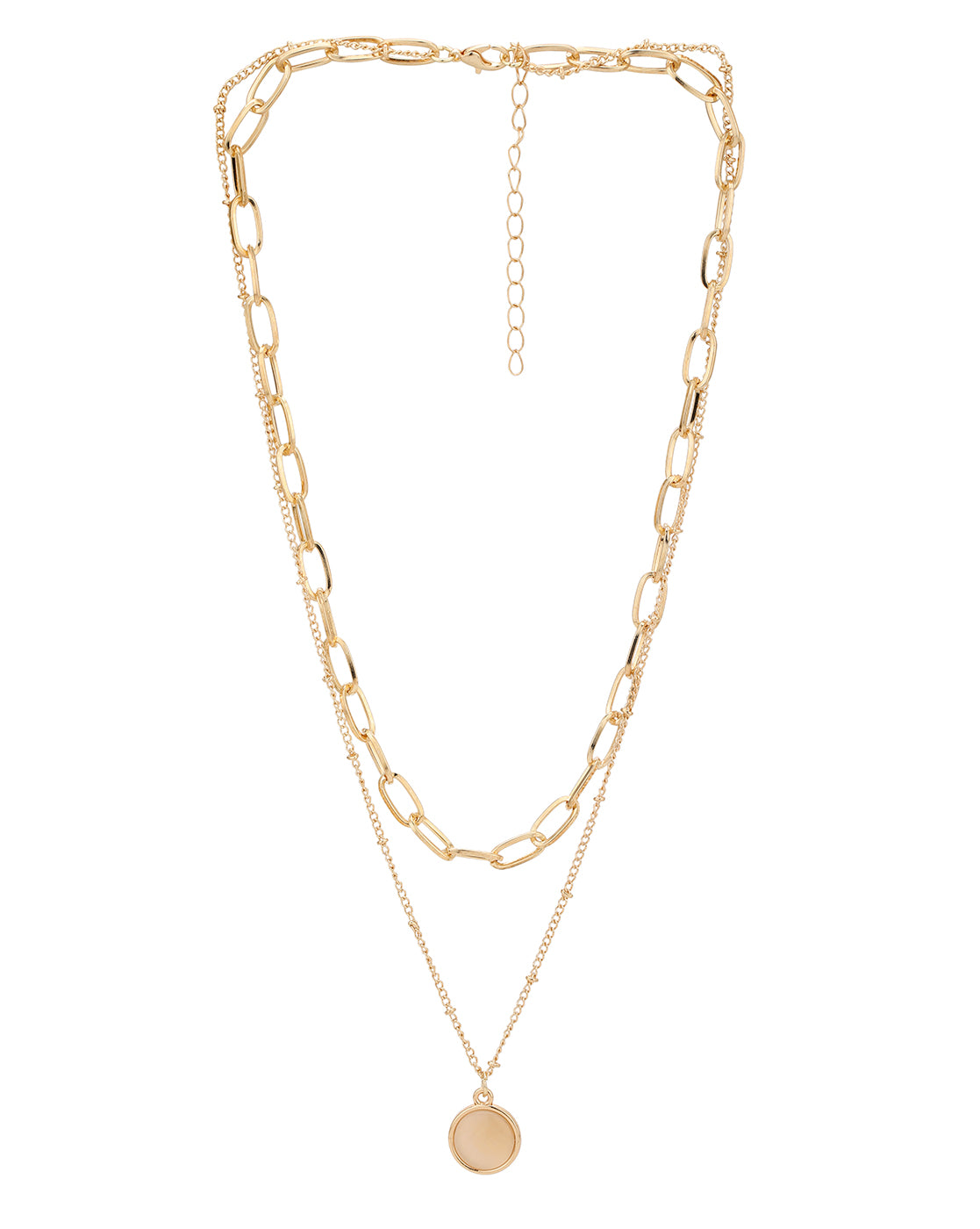 Rose Gold Plated Cats Eye Pendant Layered Necklace