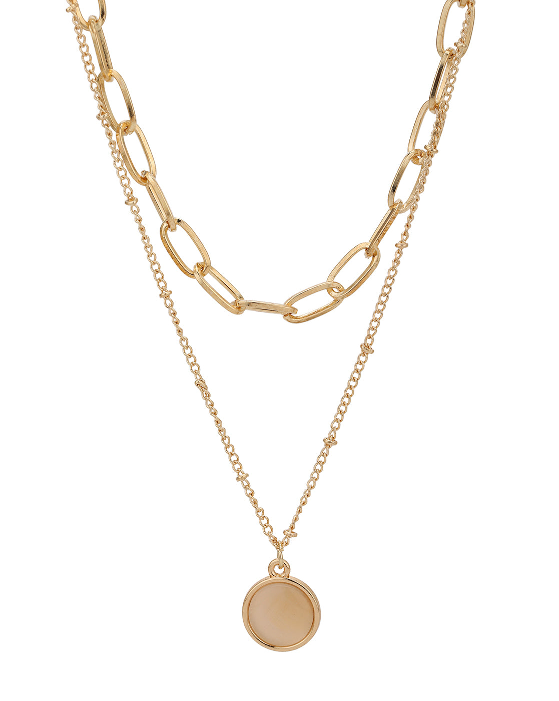 Rose Gold Plated Cats Eye Pendant Layered Necklace