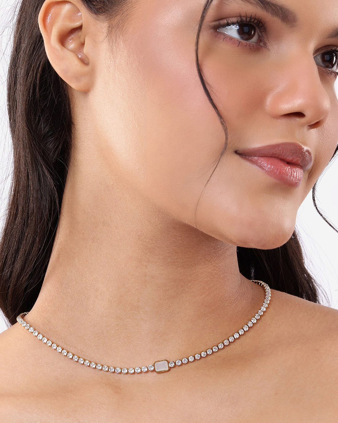 18kt Gold Plated CZ Tennis Chain Necklace