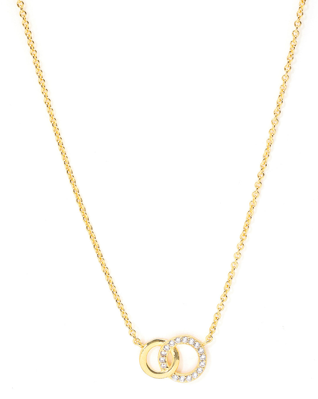 18kt Gold Plated CZ Twin Circle Necklace