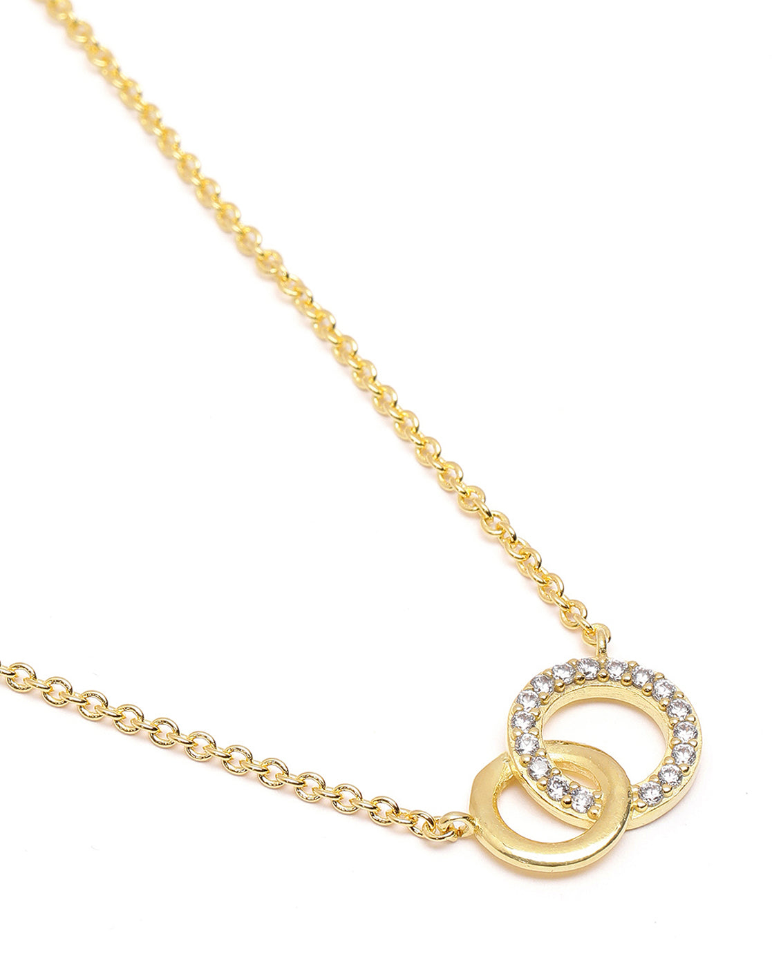 18kt Gold Plated CZ Twin Circle Necklace