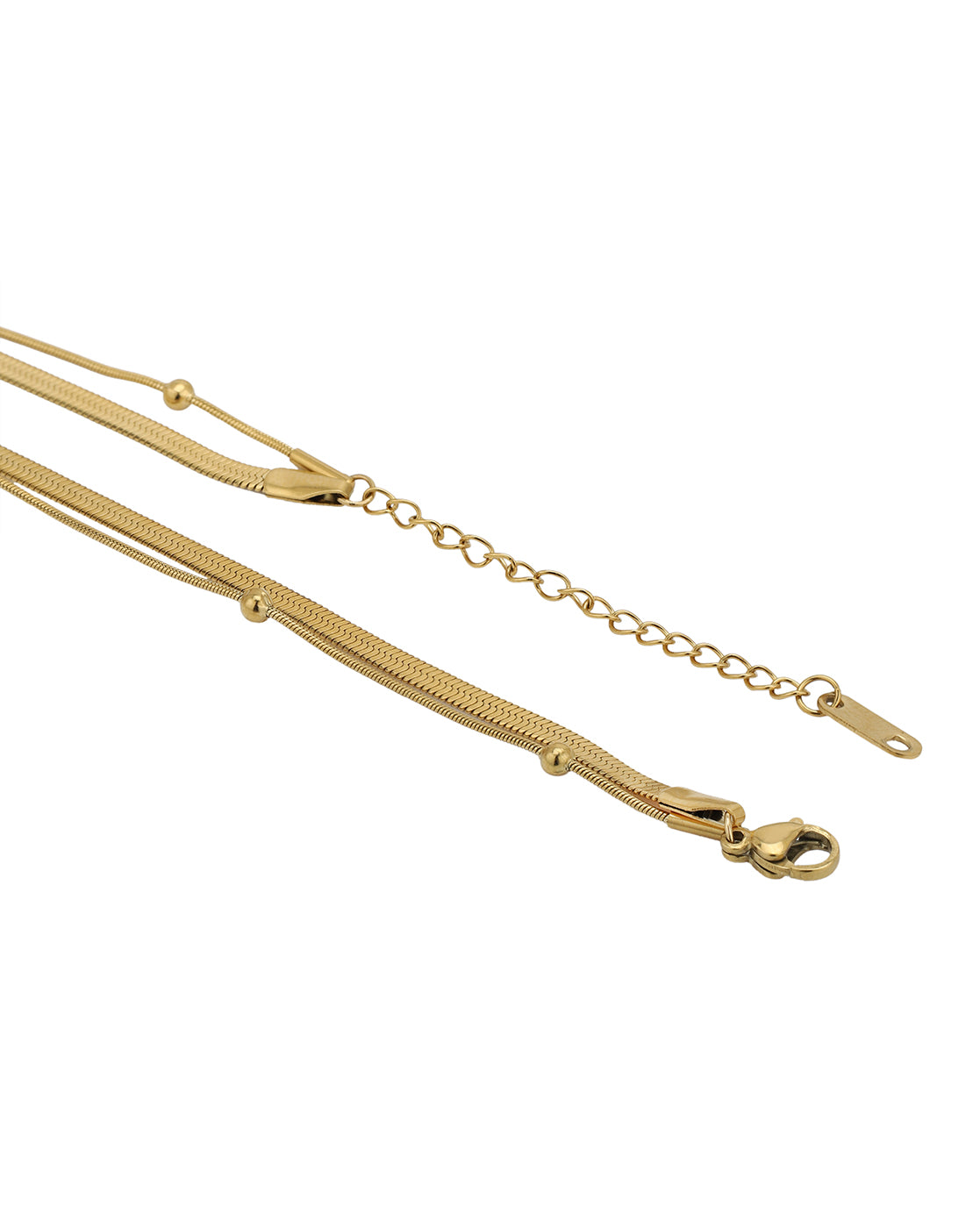 Gold Plated Snake & Delicate Sphere Layered Necklace