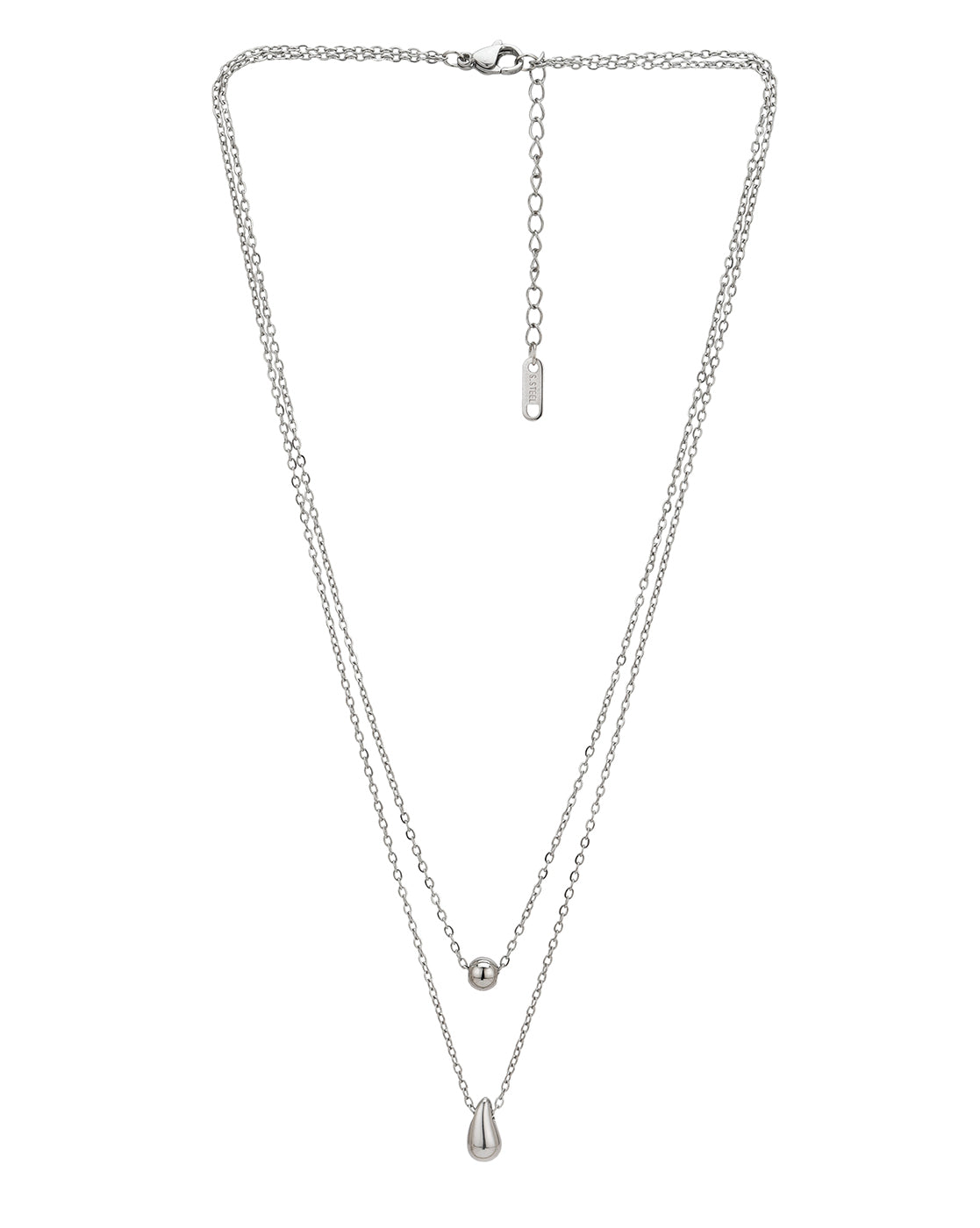 Silver Plated Water Drop Layered Necklace