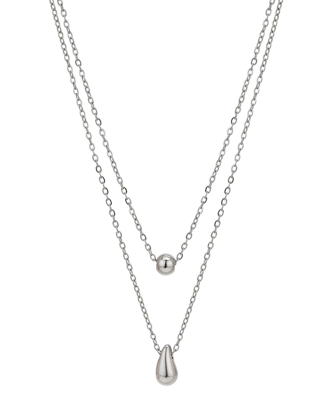 Silver Plated Water Drop Layered Necklace