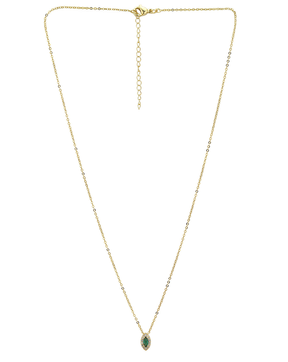 Gold Plated Green CZ Oval Necklace