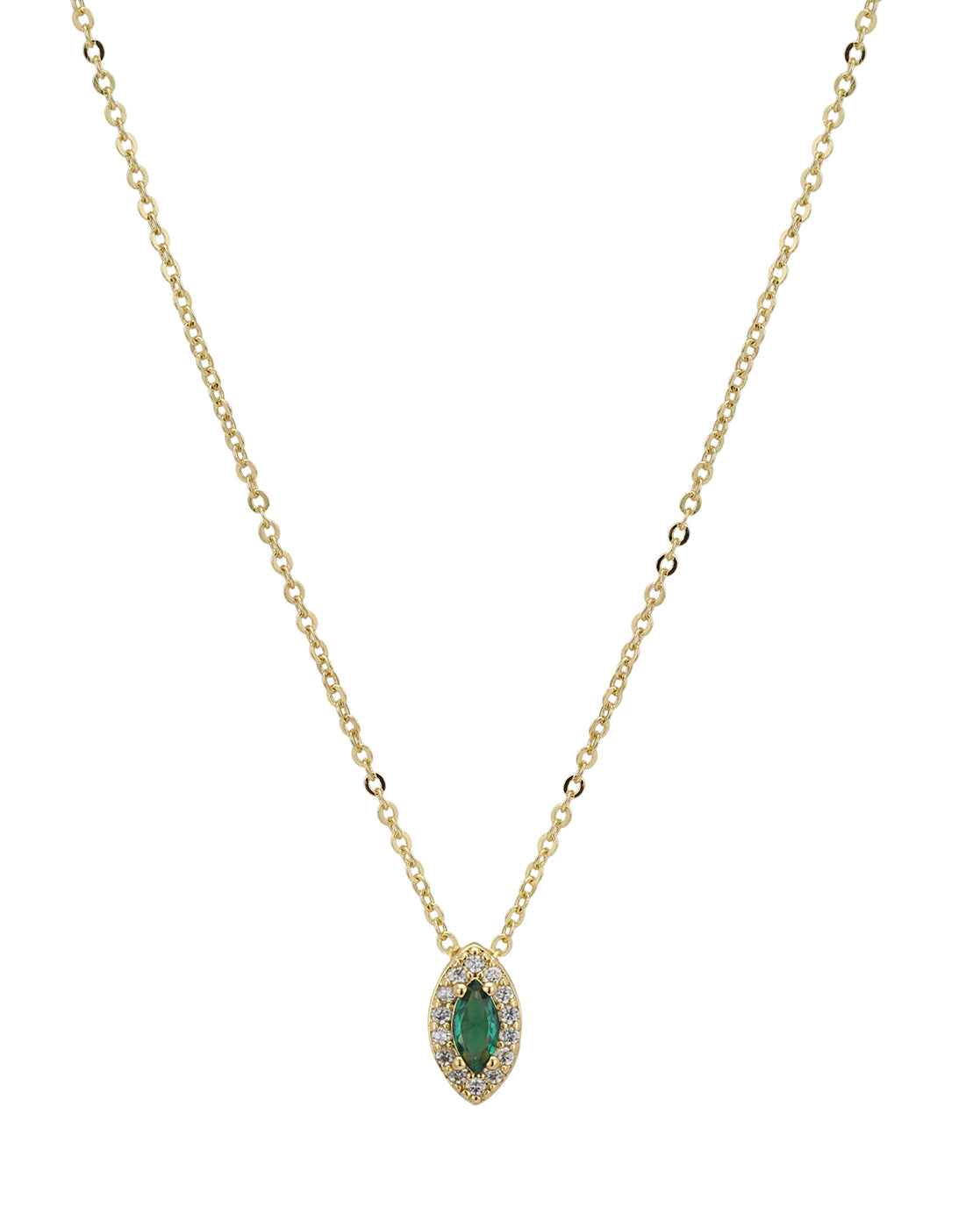 Gold Plated Green CZ Oval Necklace