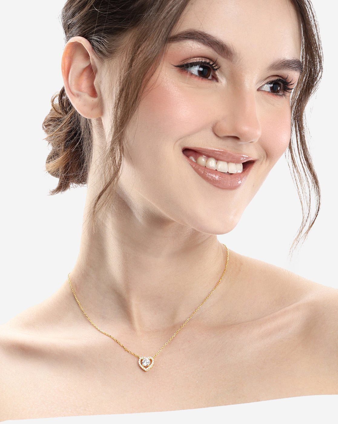 18kt Gold Plated CZ Heart Pendant and Chain Necklace