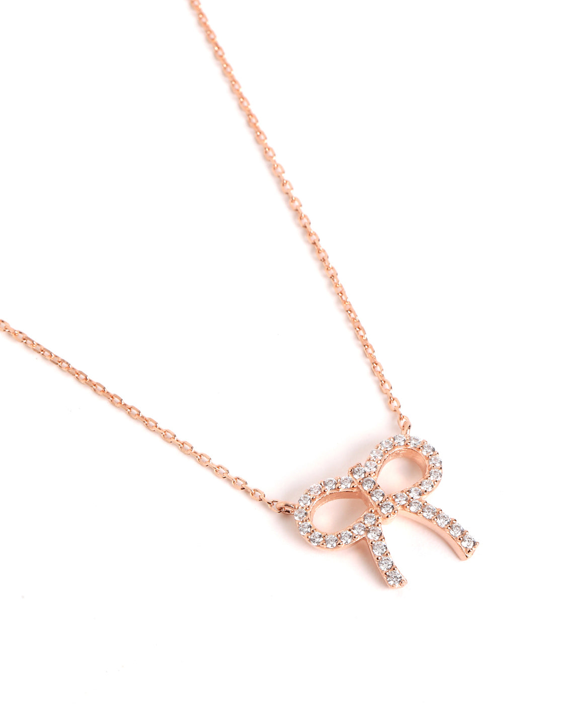 18kt Rose Gold Plated CZ Bow Necklace