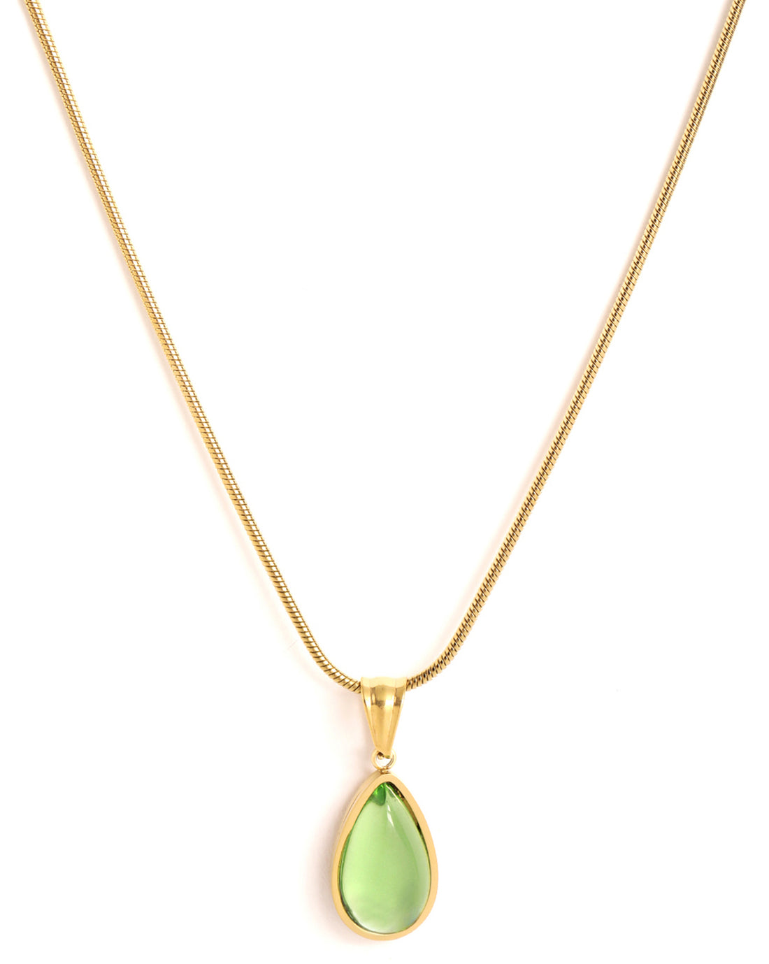18kt Gold Plated Green Cats Eye Pendant with Chain