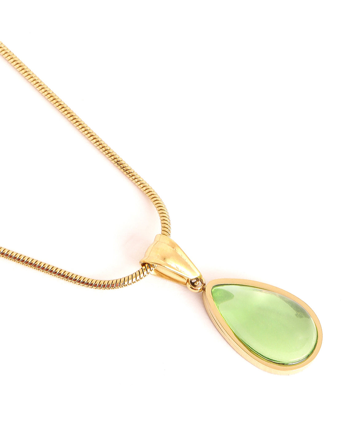 18kt Gold Plated Green Cats Eye Pendant with Chain