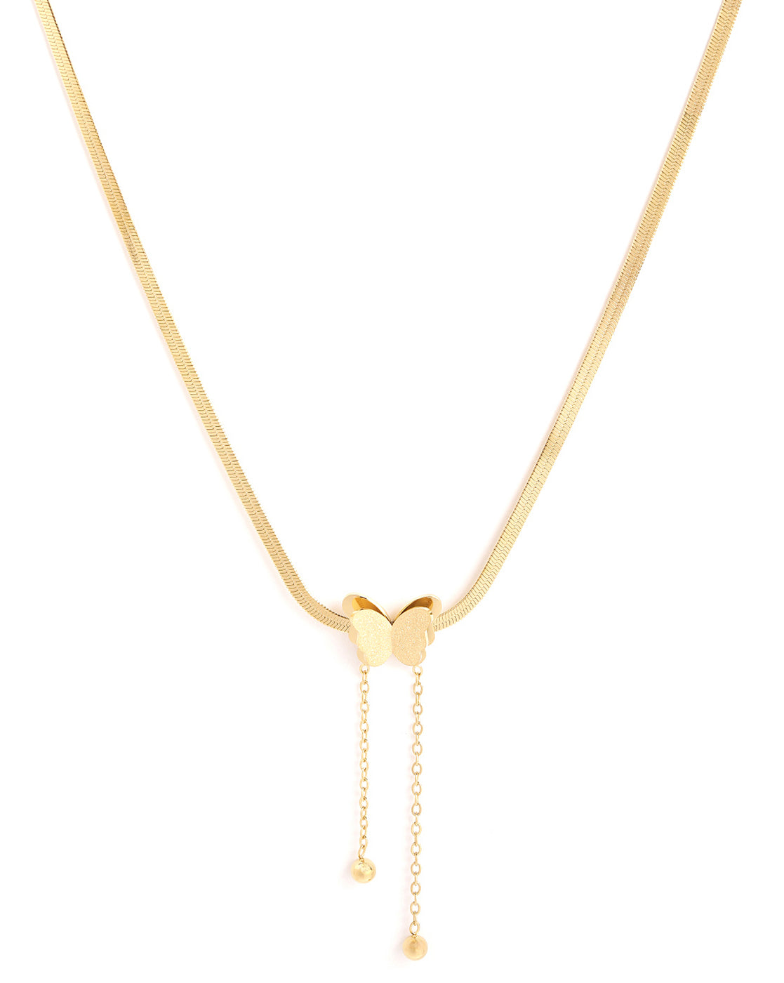 18kt Gold Plated Snake Chain Butterfly Lariat Necklace