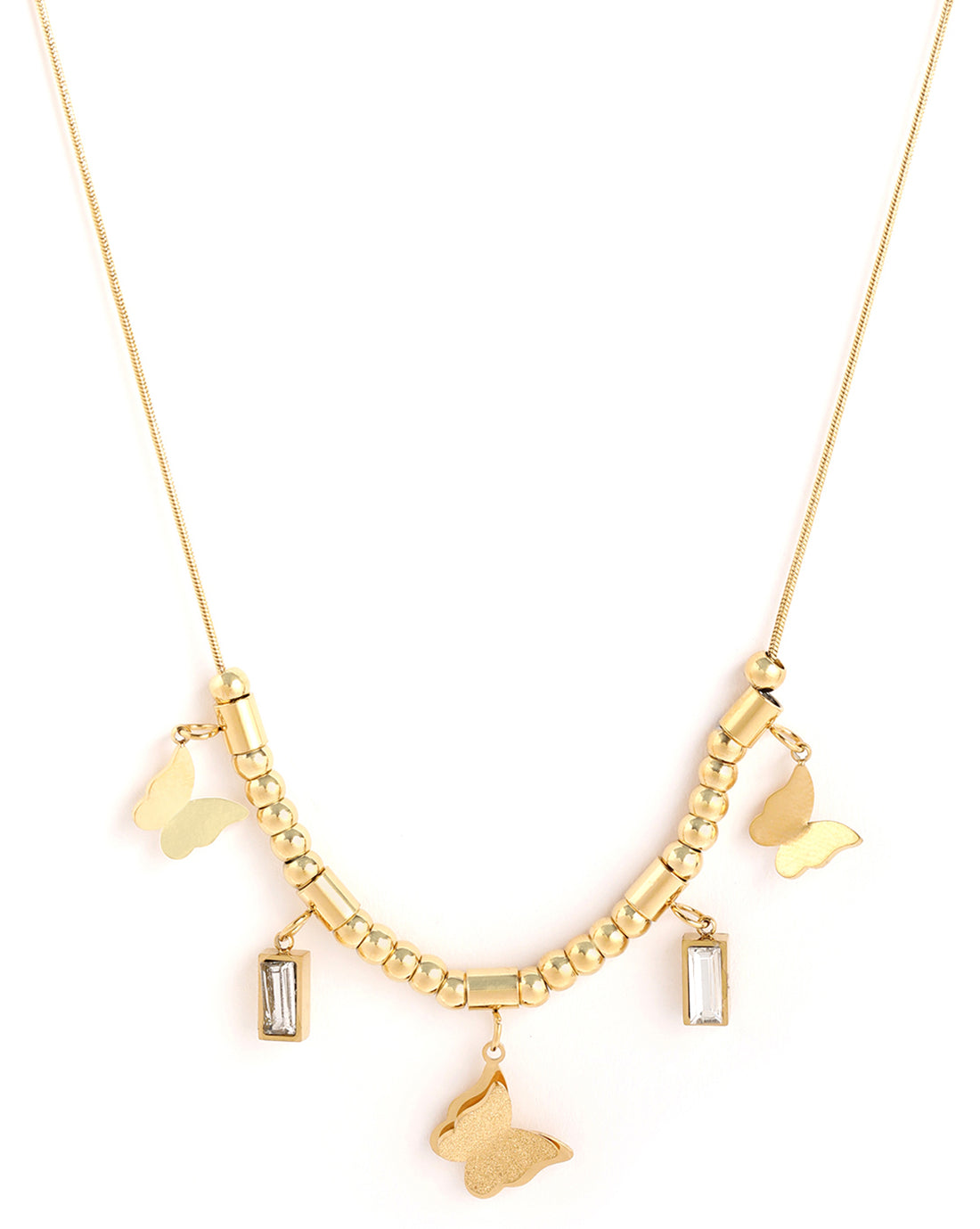 18kt Gold Plated CZ Multiple Butterfly Charm Necklace