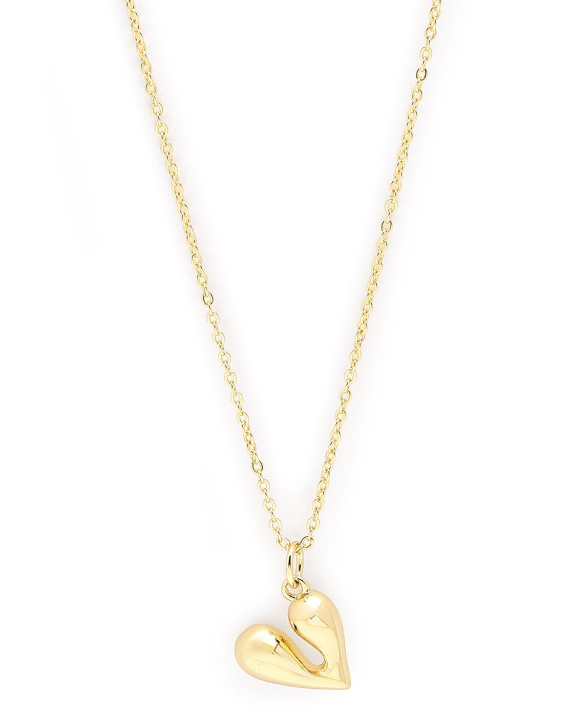 18kt Gold Plated Puff Heart Pendant and Chain