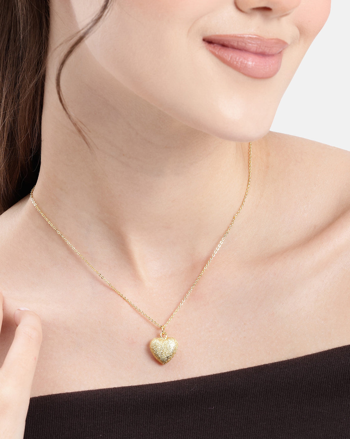 18kt Gold Plated Puffy Heart Pendant and Chain