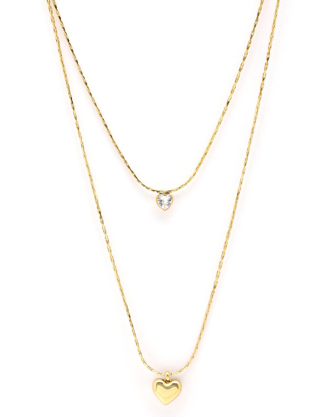 18kt Gold Plated CZ Heart Layered Necklace