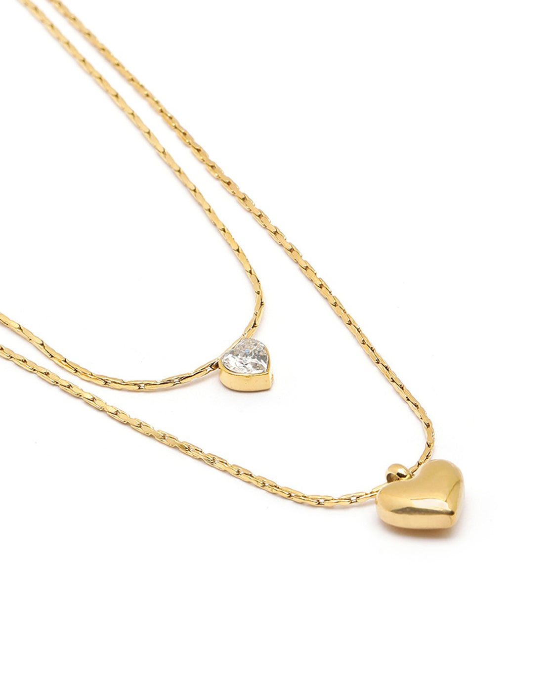 18kt Gold Plated CZ Heart Layered Necklace