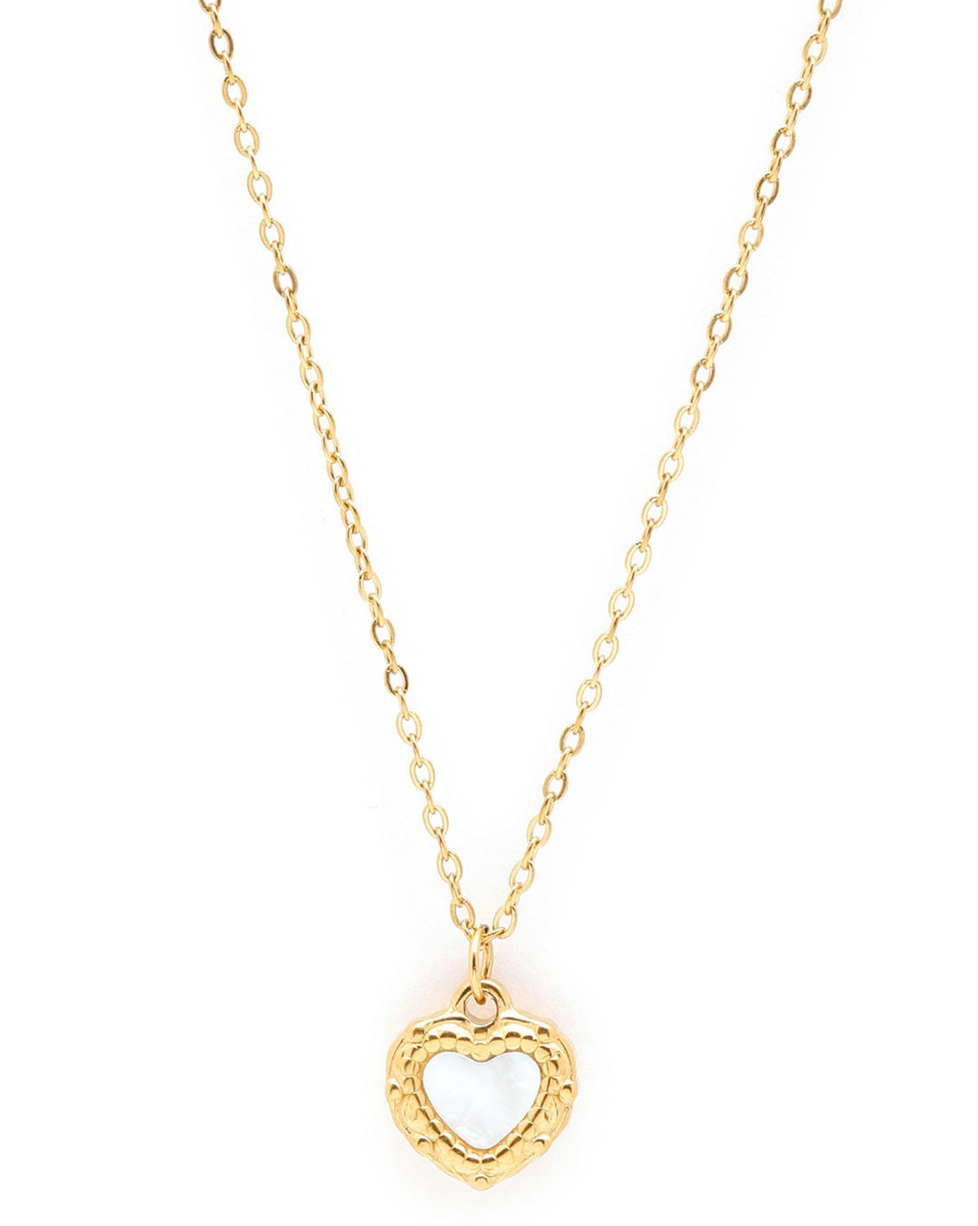 18kt Gold Plated Shell Puff Heart Reversible Pendant and Chain