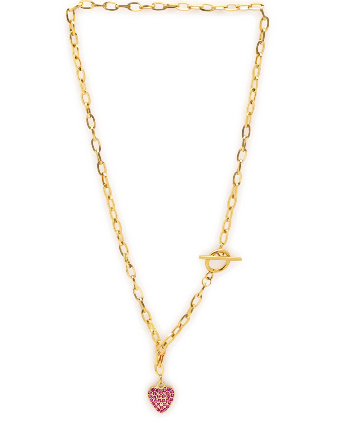 18kt Gold Plated CZ Heart Pendant with Toggle Necklace