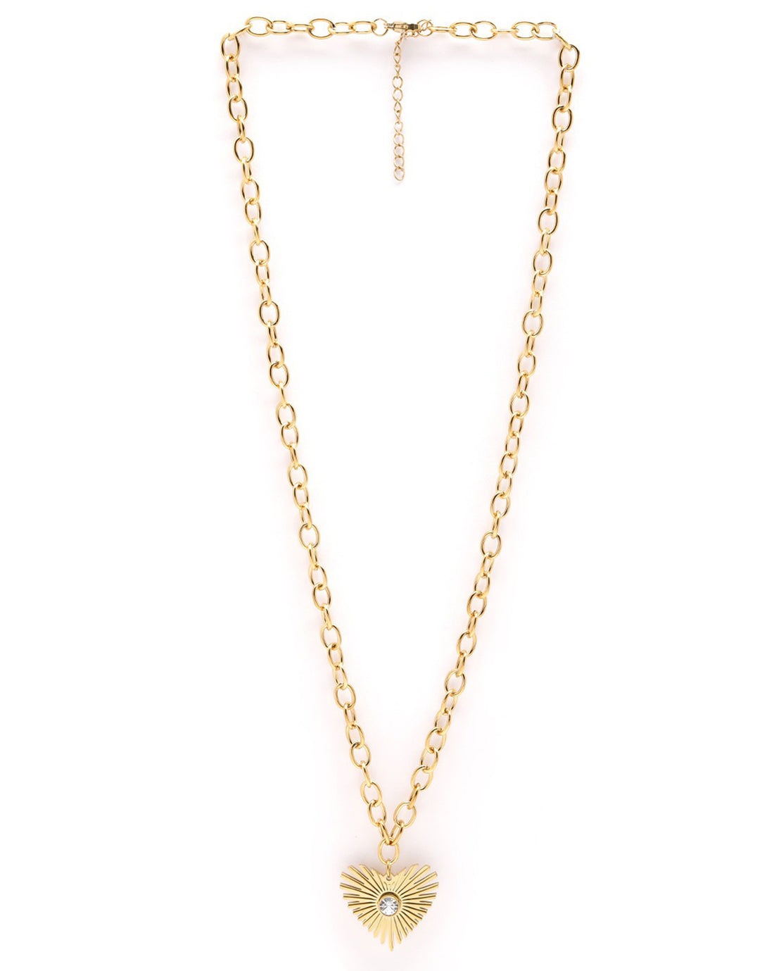 18kt Gold Plated CZ Heart Pendant and Chain