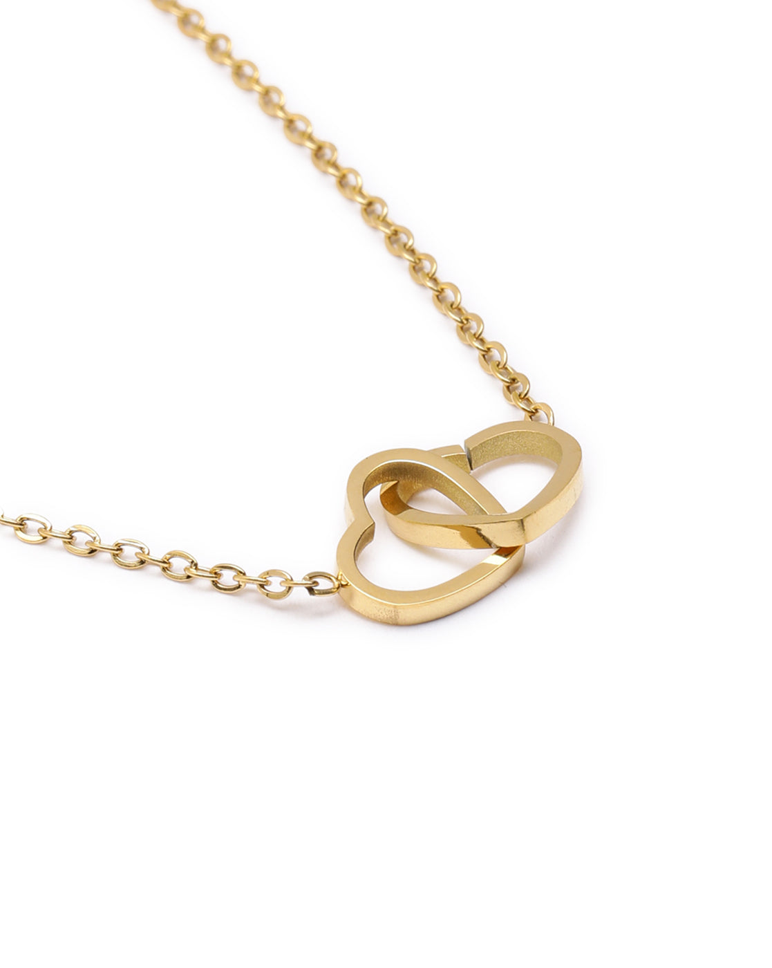 Gold Plated Twin Heart Pendant Necklace