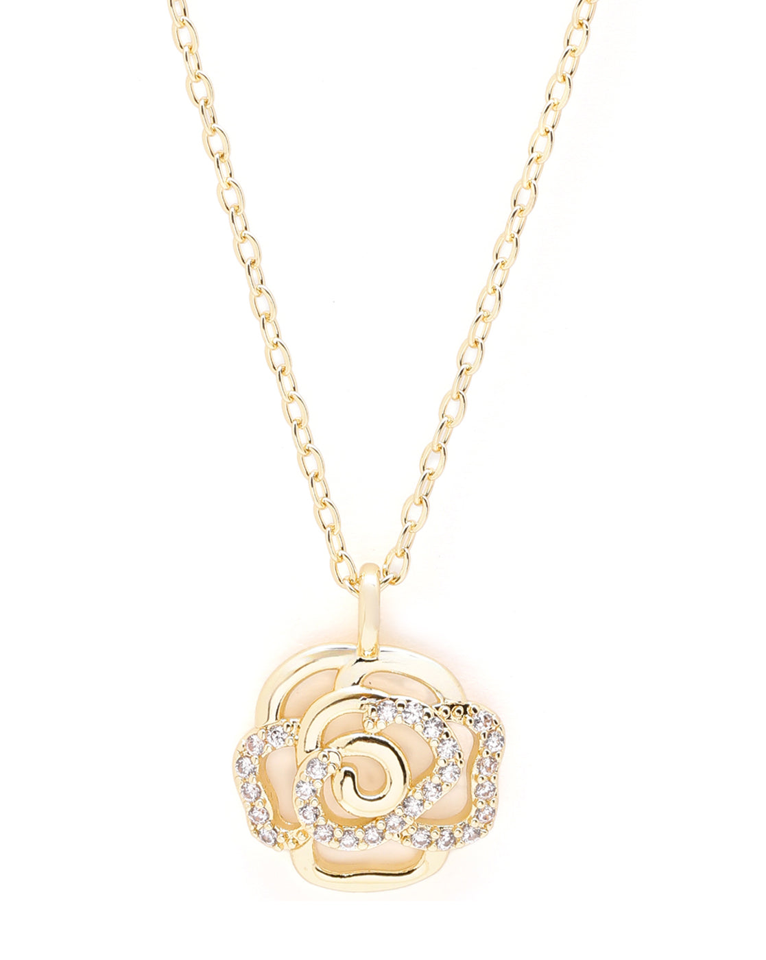 Gold Plated CZ Floral Pendant and Chain