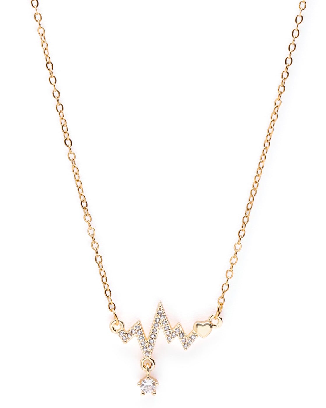 Gold Plated CZ Lifelines Star and Heart Necklace