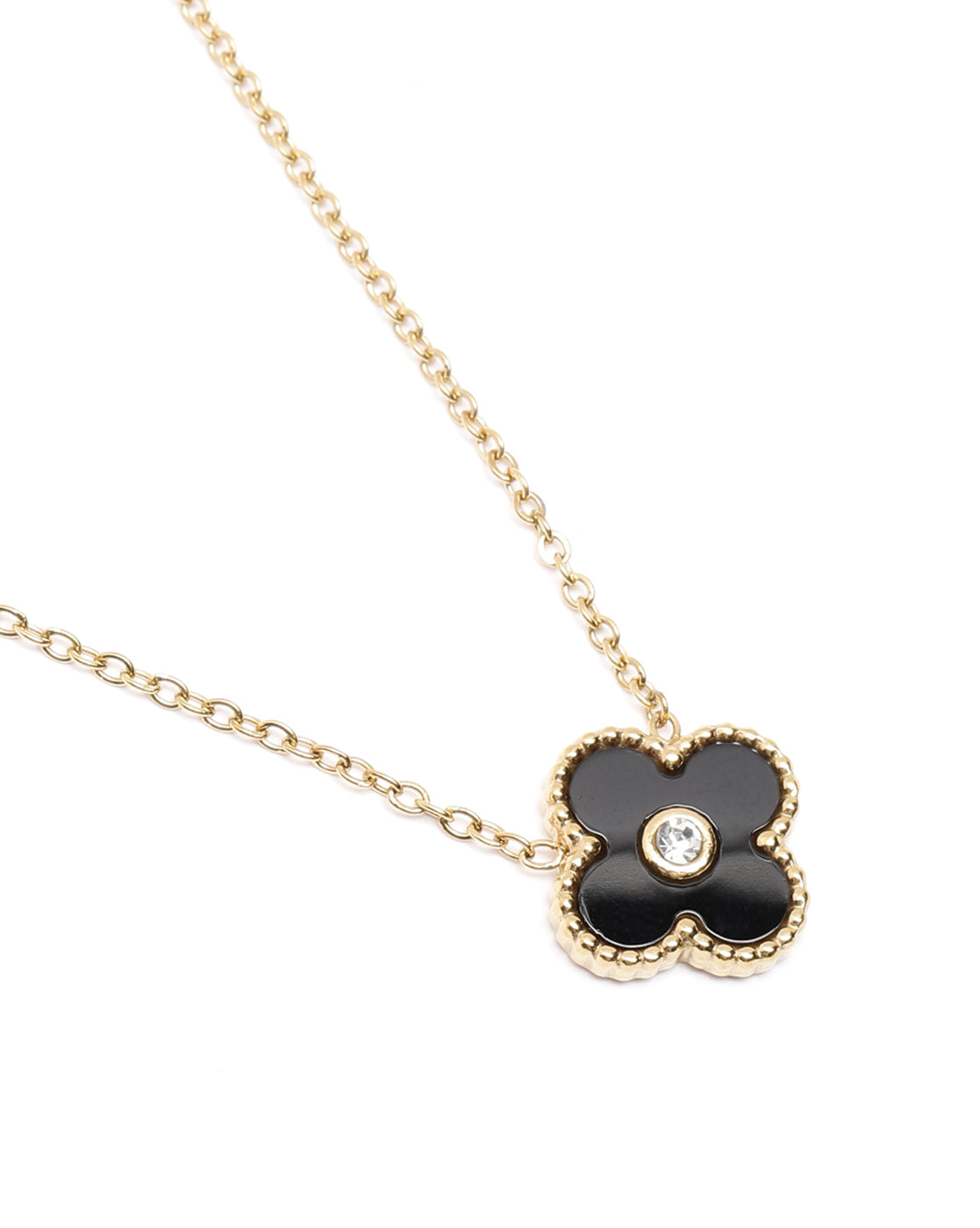 Gold Plated CZ Clover Pendant and Chain