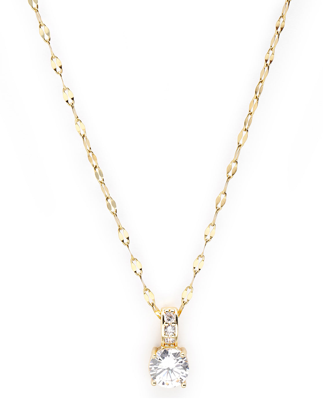 Gold Plated CZ Solitaire Pendant and Chain