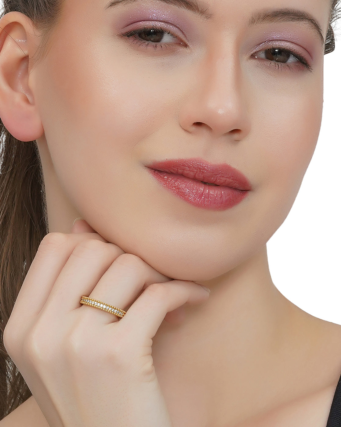 18kt Gold Plated with CZ Adjustable Band Finger Ring