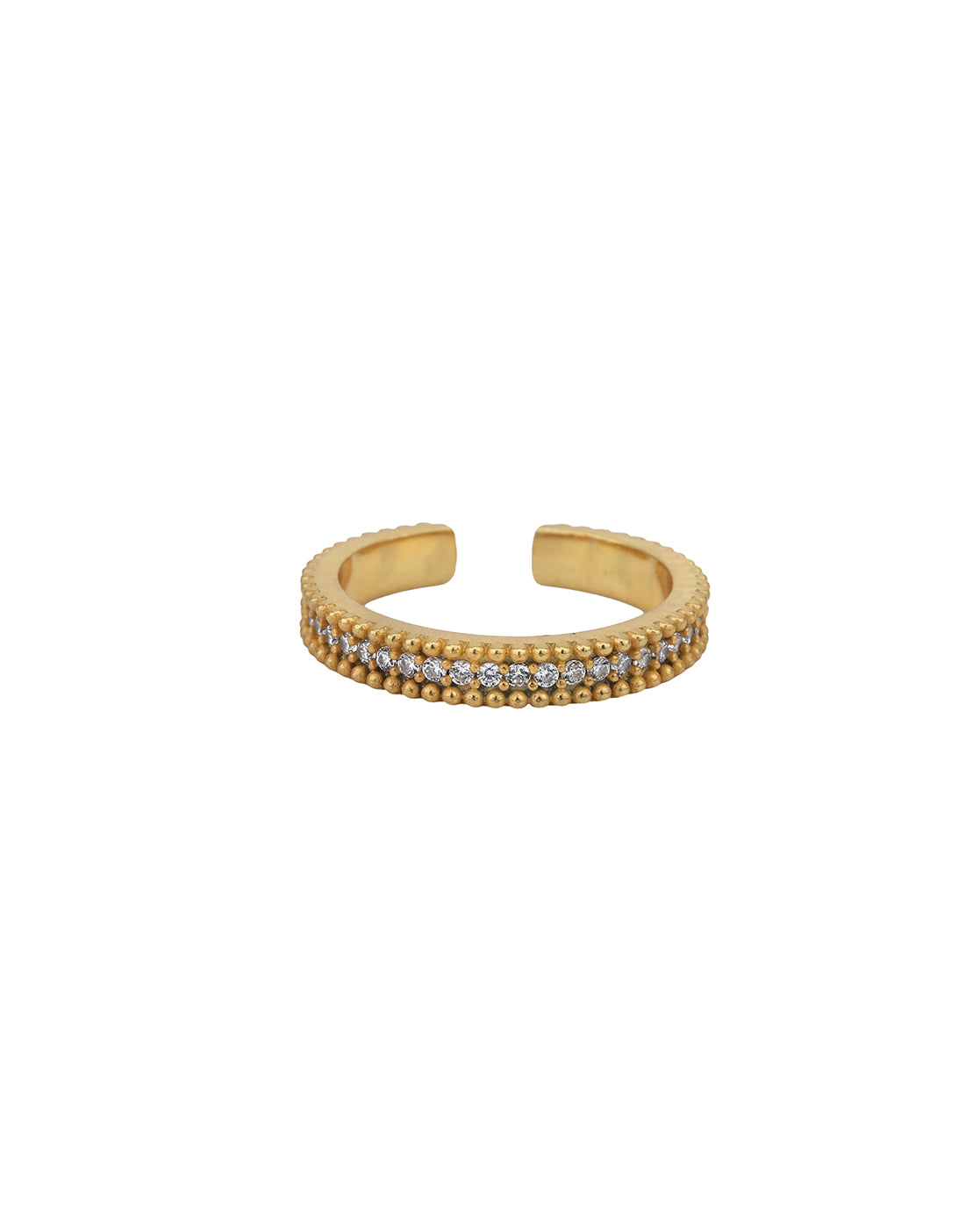18kt Gold Plated with CZ Adjustable Band Finger Ring