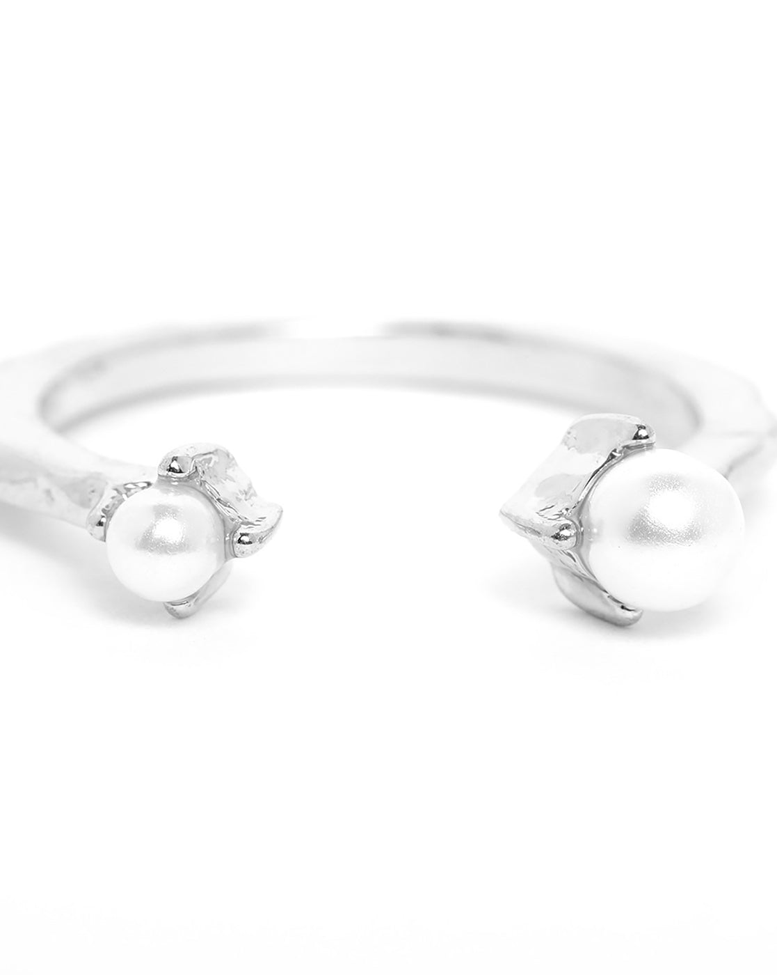 Silver Plated Pearl Adjustable Band Ring