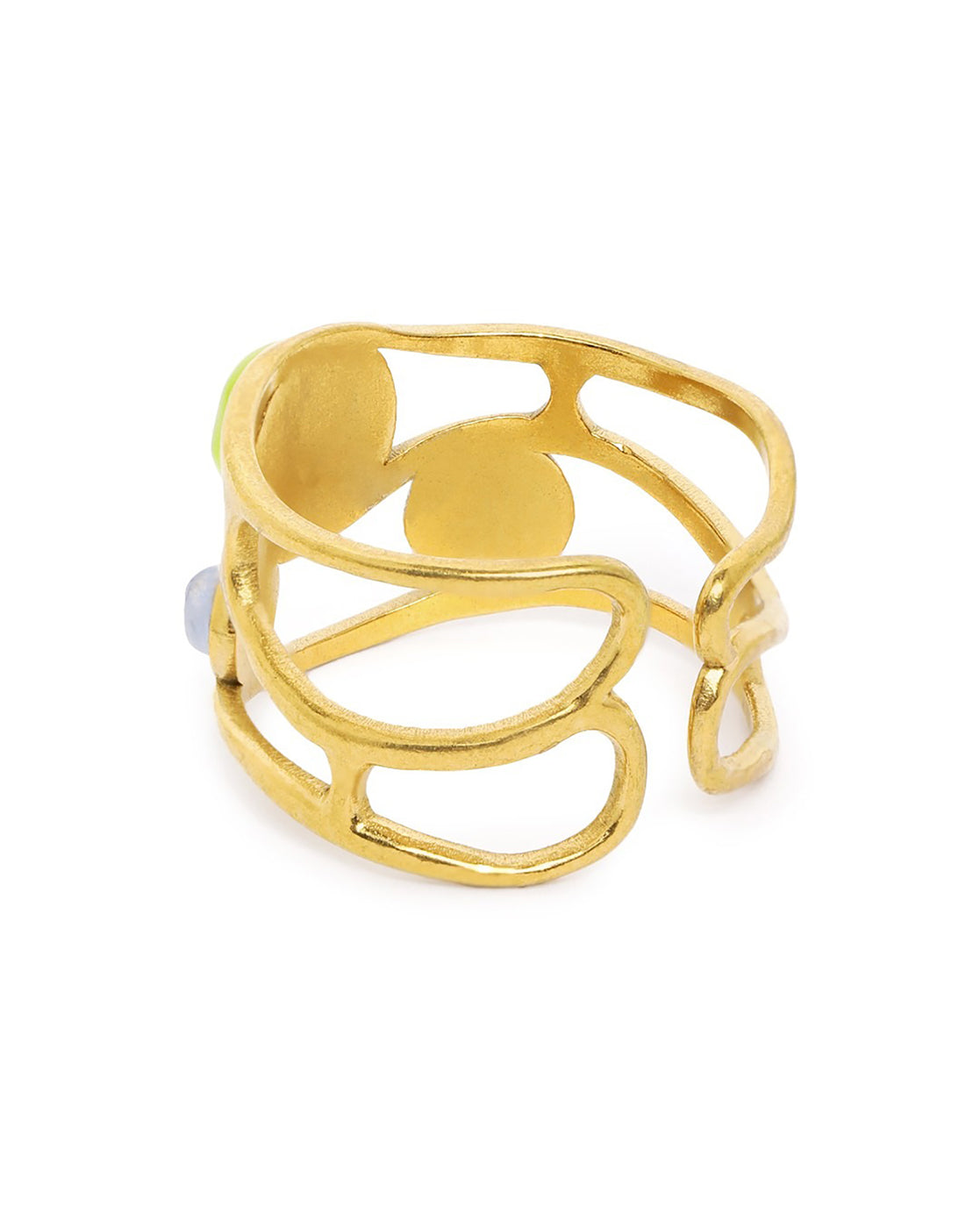 Gold Plated Colourful Stone Fancy Adjustable Ring