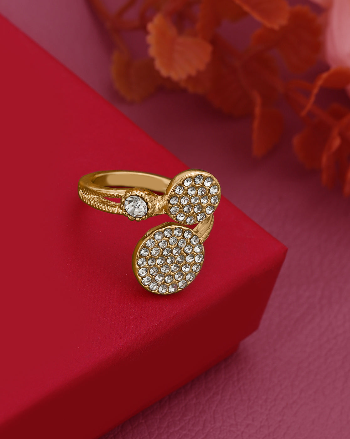 Rose Gold Plated CZ Adjustable Ring