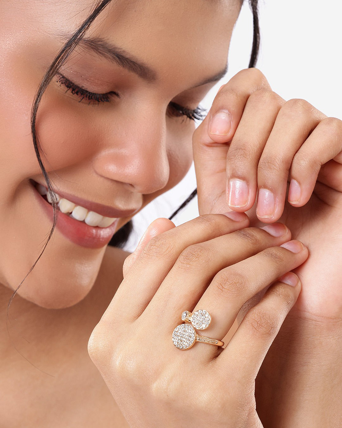 Rose Gold Plated CZ Adjustable Ring