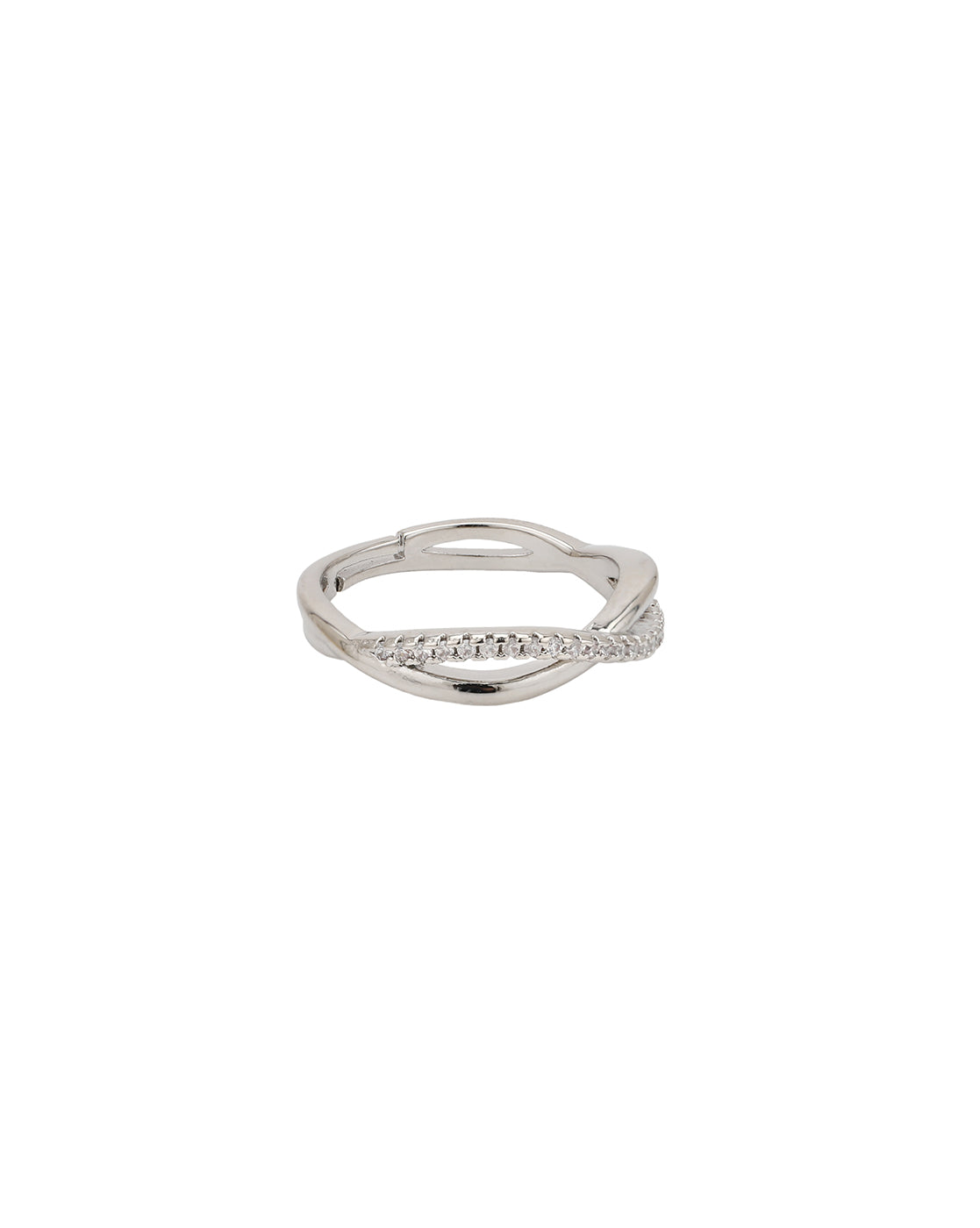 Silver Plated CZ Infinity Adjustable Ring