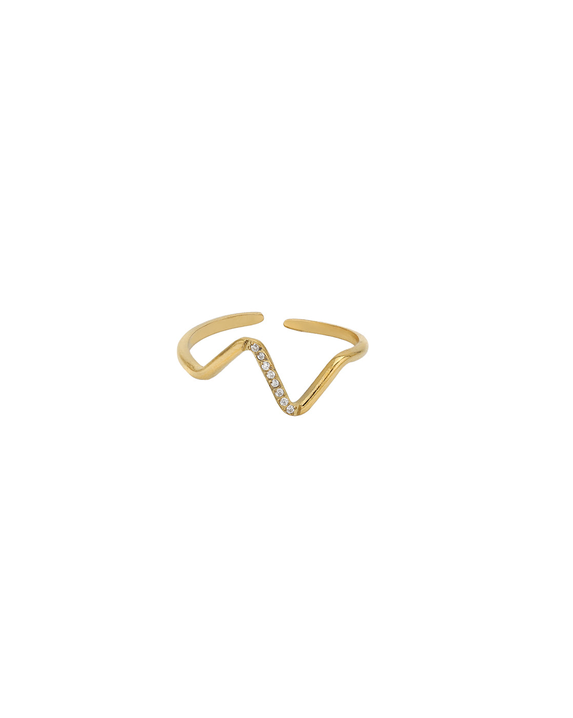 Gold Plated CZ Lifeline Adjustable Ring