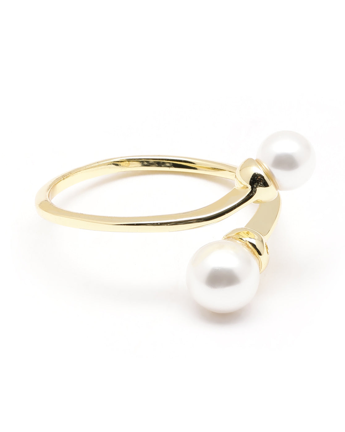 Gold Plated CZ Pearl Adjustable Classic Ring