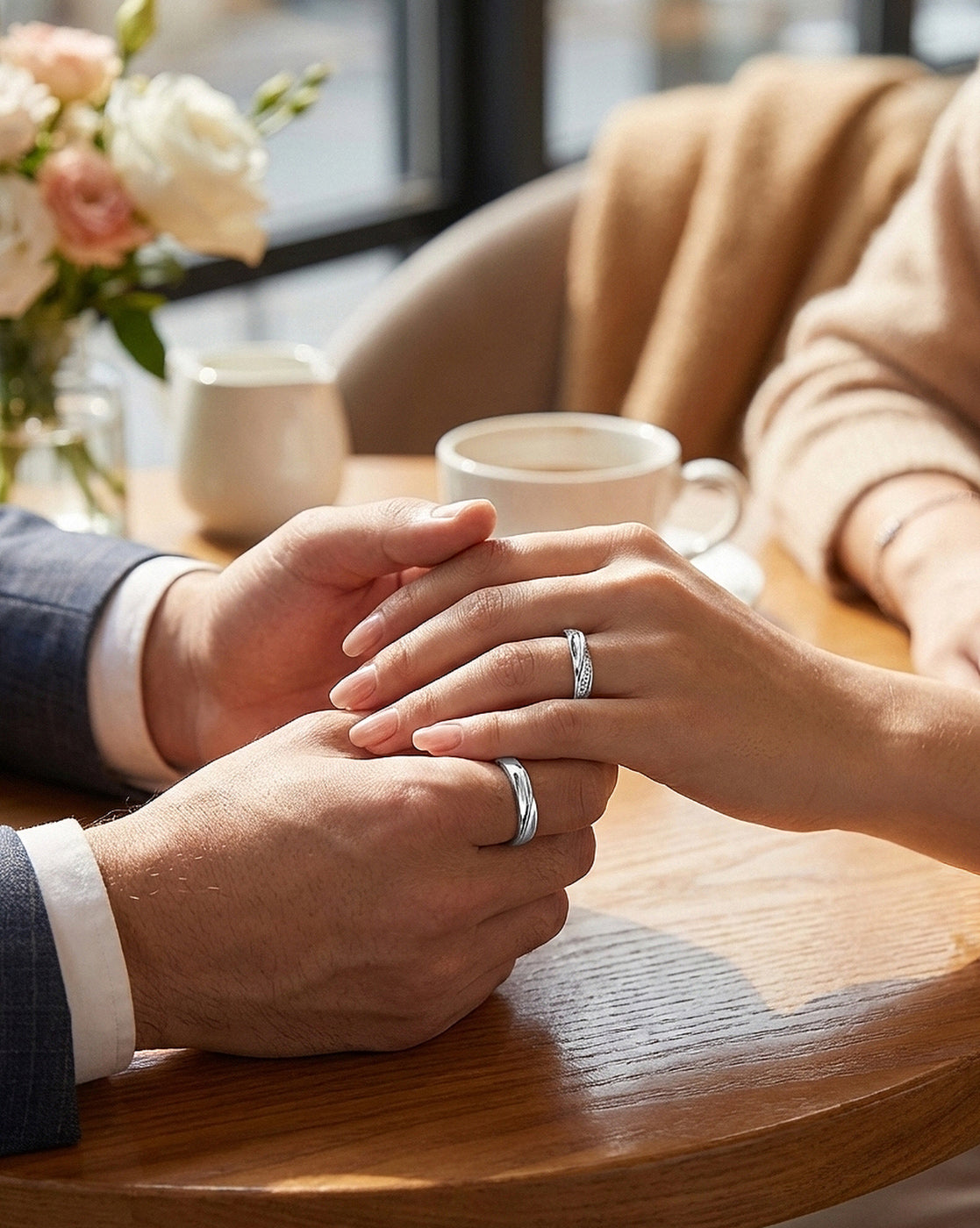 Silver Plated CZ Couple Ring Set