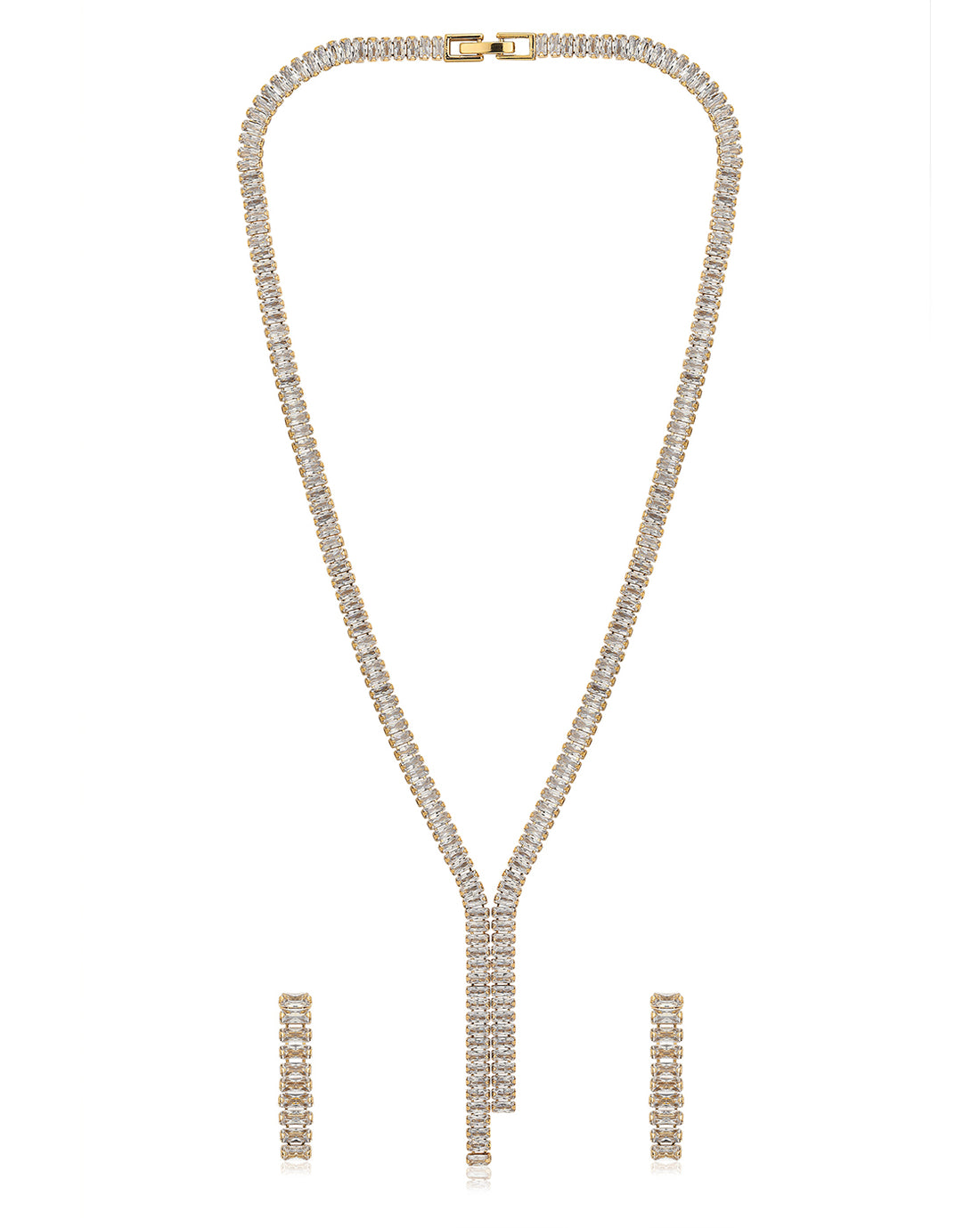 Premium Gold Plated With Cz Stylish Necklace And Earring Set For Women