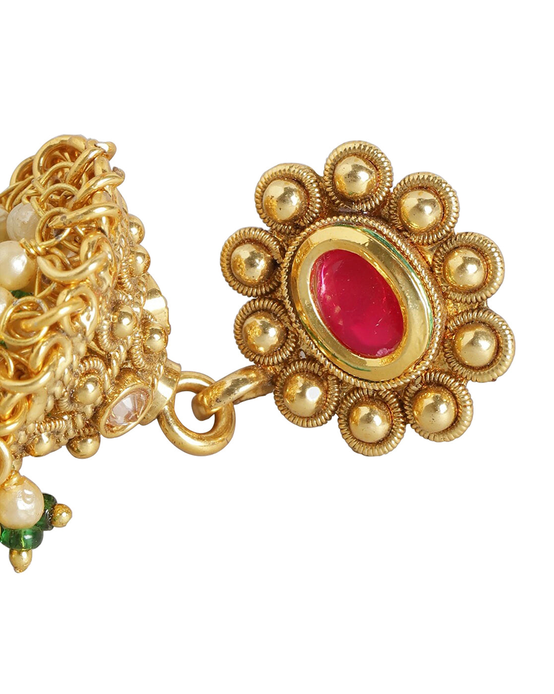 Gold Plated Kundan Bridal Long Necklace With Earring Set For Women