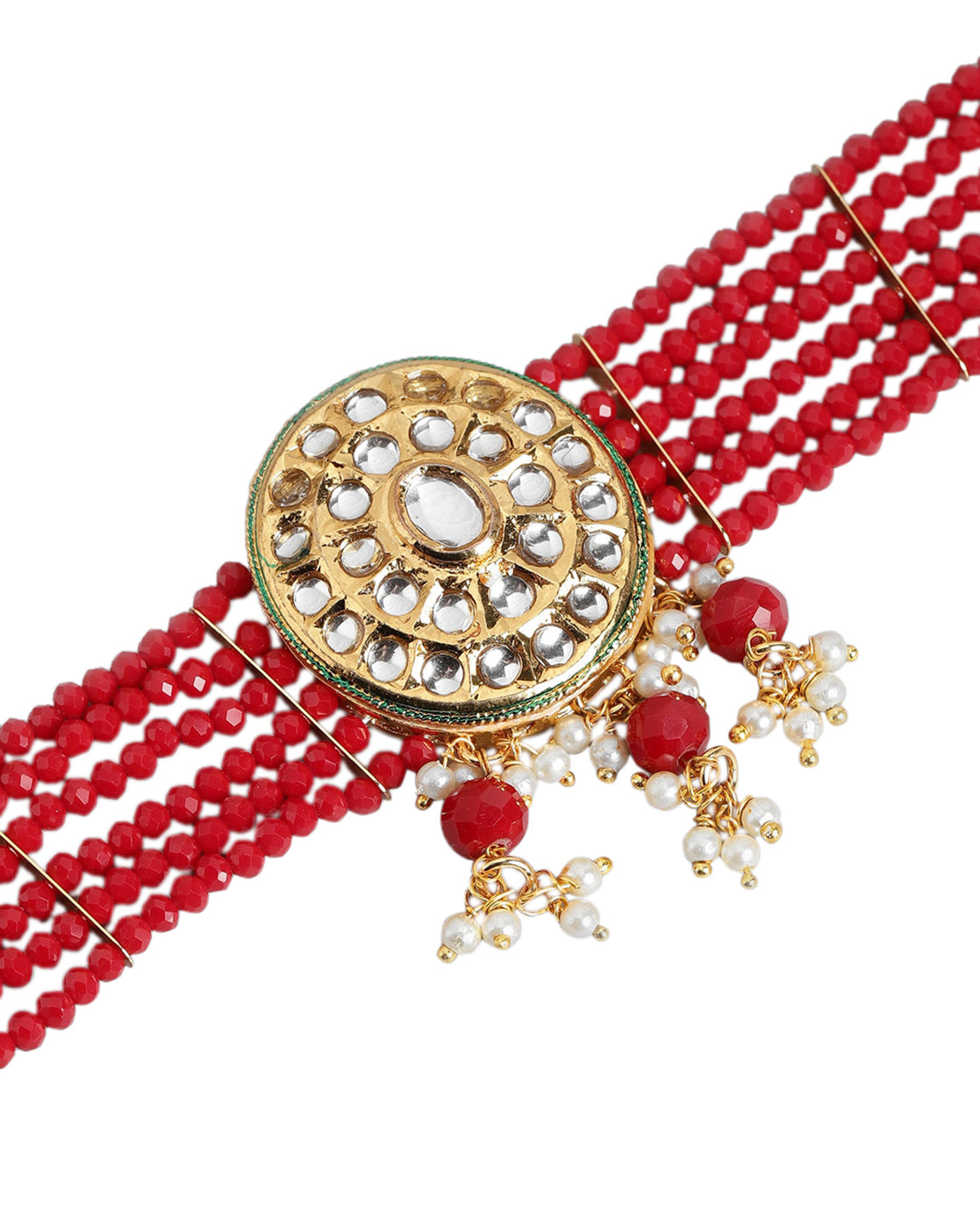 Gold Plated Glass bead Choker with earring for women