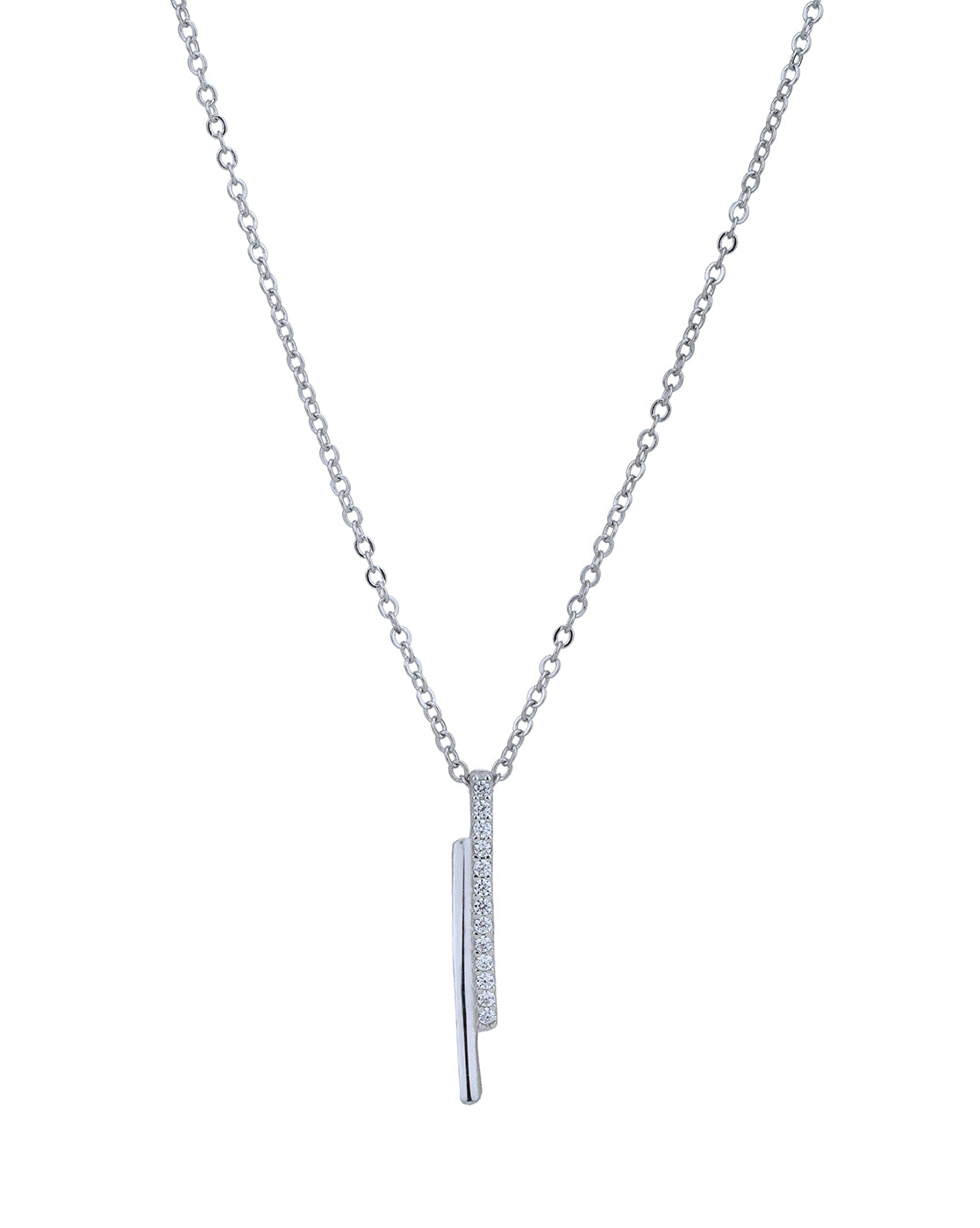Rhodium Plated with CZ Fancy Necklace with Earring for women