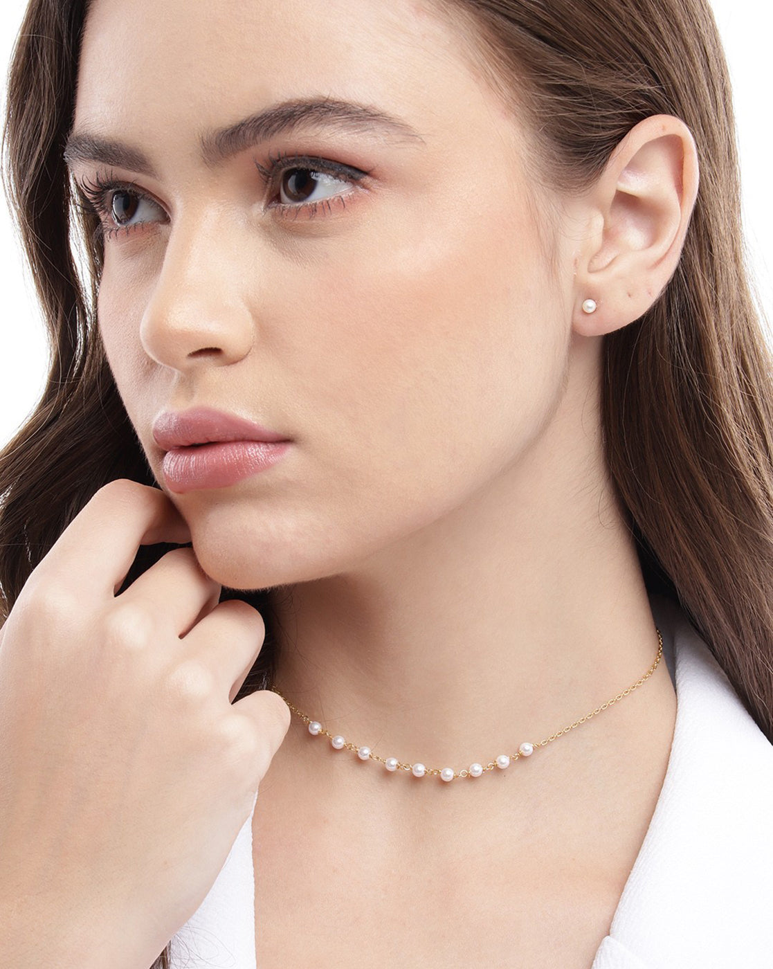 18kt Gold Plated with Pearl Fancy Necklace with Earring Set for women